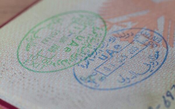 EWBA14 Entry and Exit Stamp of the United Arab Emirates in a german Passport